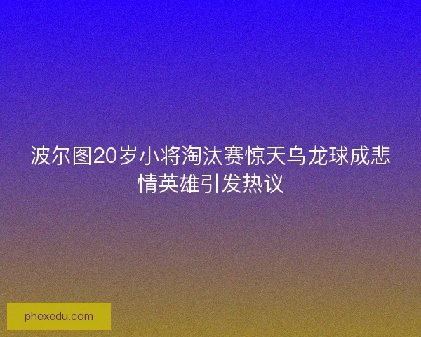 波尔图20岁小将淘汰赛惊天乌龙球成悲情英雄引发热议